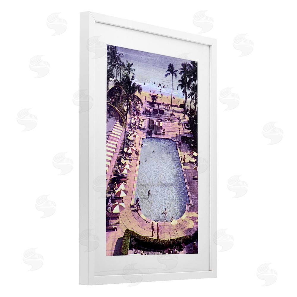 Grotto Studios Vintage Miami Sands White Framed Print Under Glass Wall Art