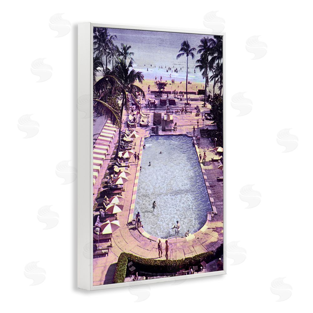 Grotto Studios Vintage Miami Sands White Framed Giclee Wall Art Print