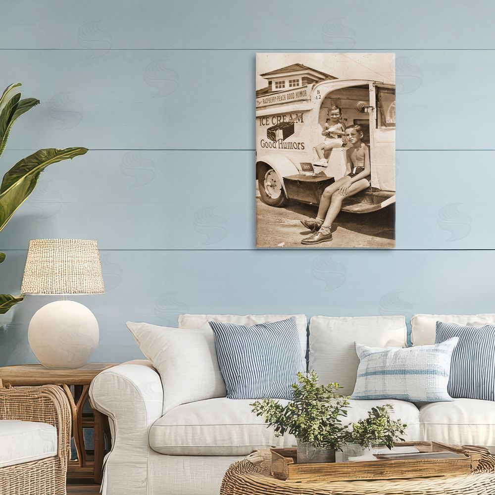 Grotto Studios Vintage Ice Cream Truck Stretched Canvas Wall Art in Room
