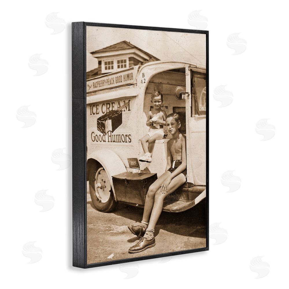 Grotto Studios Vintage Ice Cream Truck Black Framed Giclee Wall Art Print