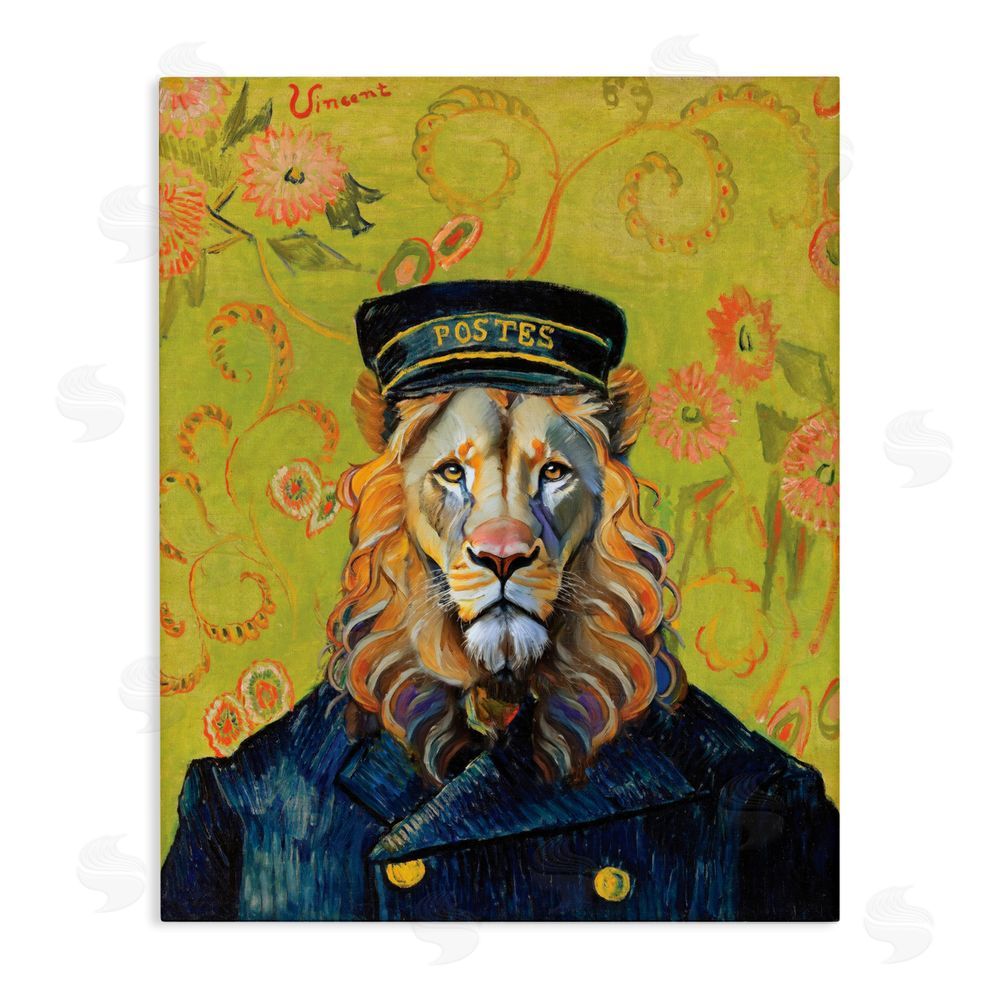 Grotto Studios French Lion Postmaster Stretched Canvas Wall Art
