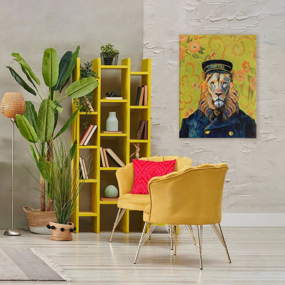 Grotto Studios French Lion Postmaster Stretched Canvas Wall Art in Room