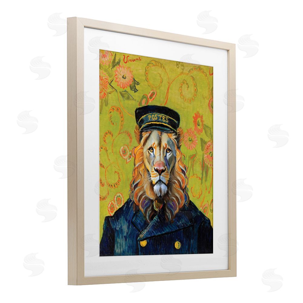Grotto Studios French Lion Postmaster Birch Framed Print Under Glass Wall Art