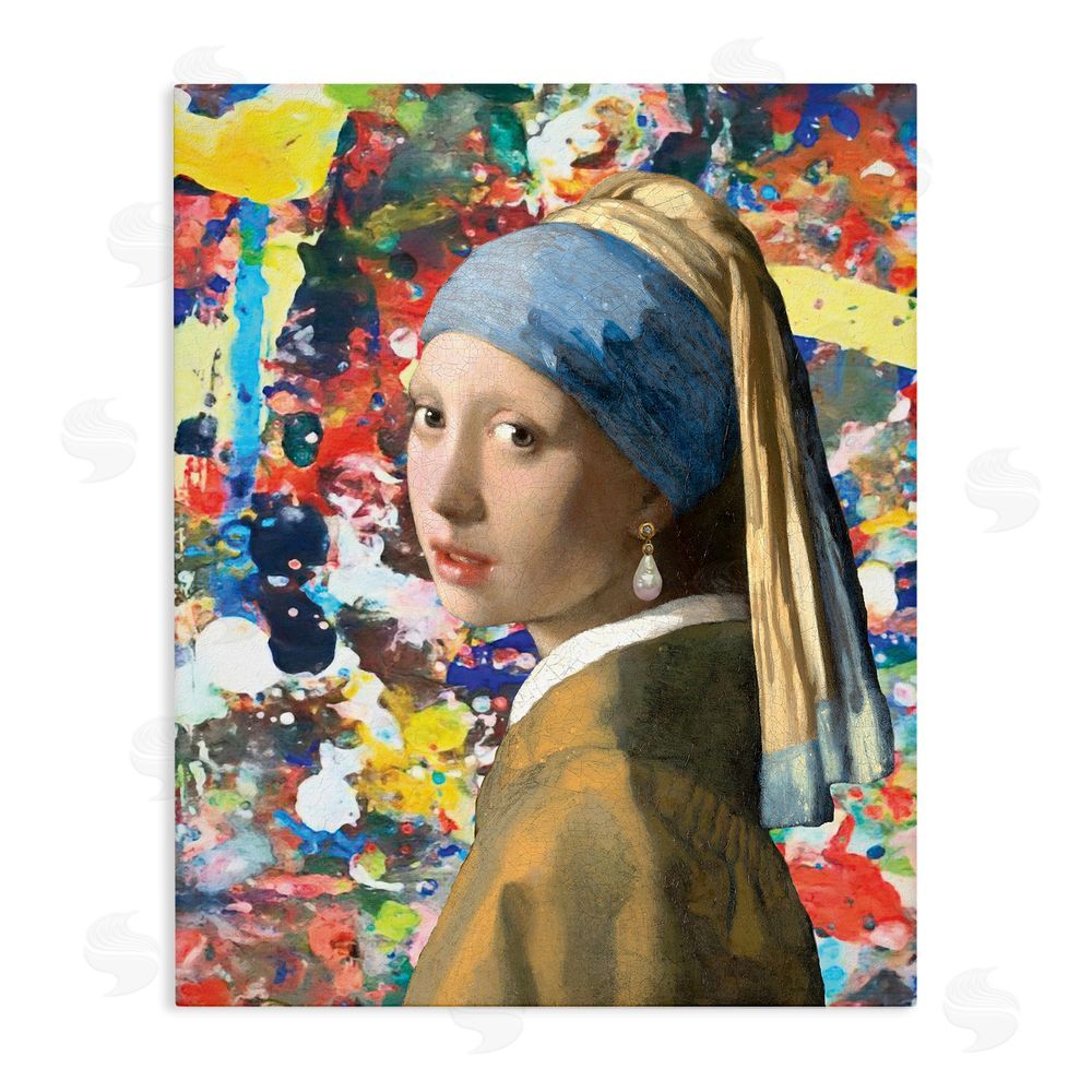 Grotto Studios Modern Splatter Iconic Pearl Earring Stretched Canvas Wall Art