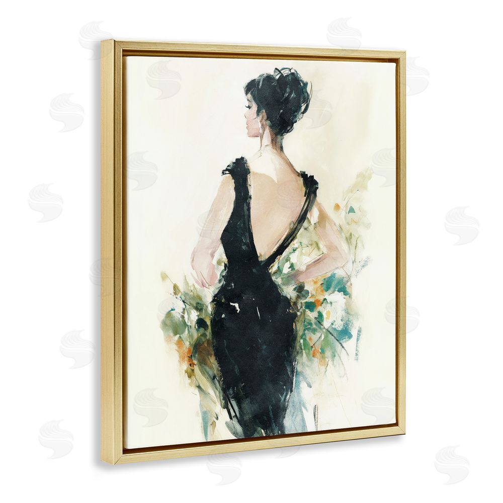 Svetlana Aleynikova Backless Reverie Gown Gold Floating Frame Canvas Wall Art Print