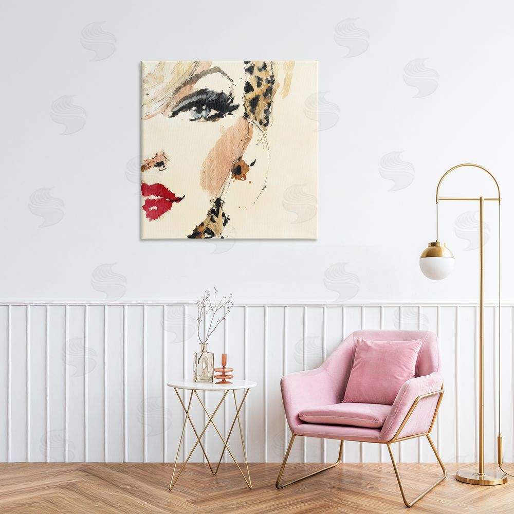 Svetlana Aleynikova Crimson Enigma Lipstick Stretched Canvas Wall Art in Room