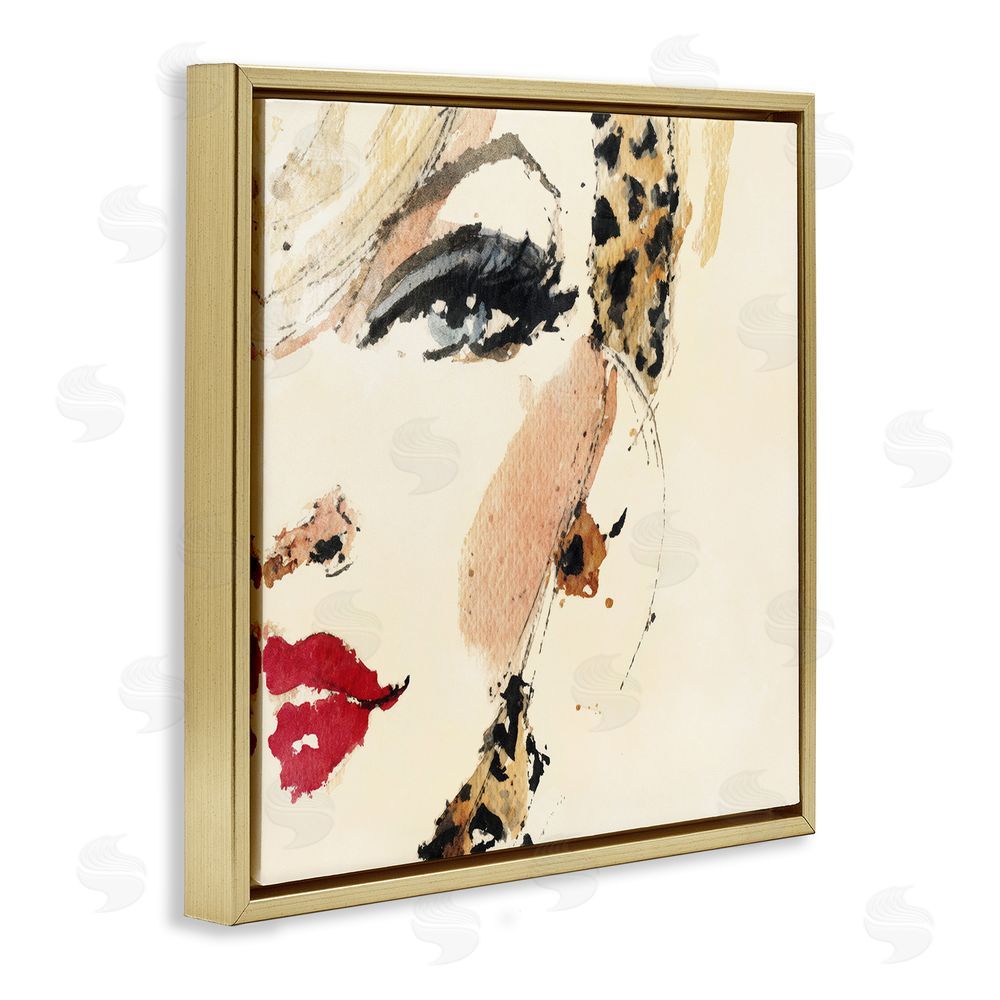 Svetlana Aleynikova Crimson Enigma Lipstick Gold Floating Frame Canvas Wall Art Print