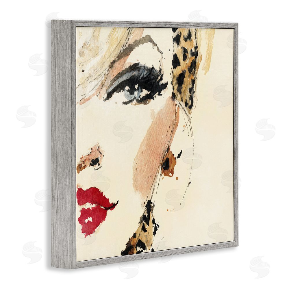 Svetlana Aleynikova Crimson Enigma Lipstick Gray Framed Giclee Wall Art Print