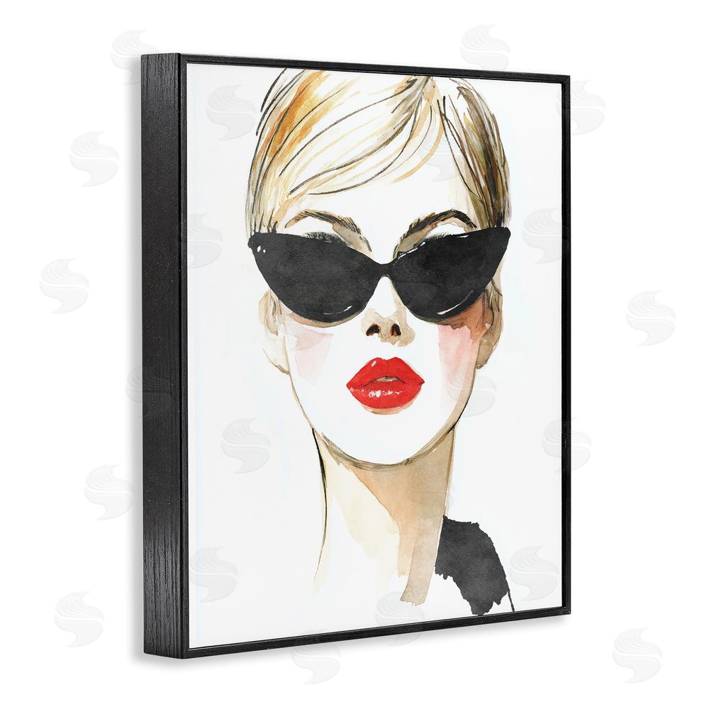 Svetlana Aleynikova Chic Portrait with Crimson Lips Black Framed Giclee Wall Art Print