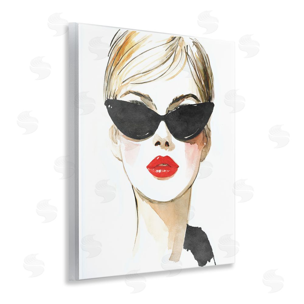 Svetlana Aleynikova Chic Portrait with Crimson Lips Wooden Wall Plaque Art Print
