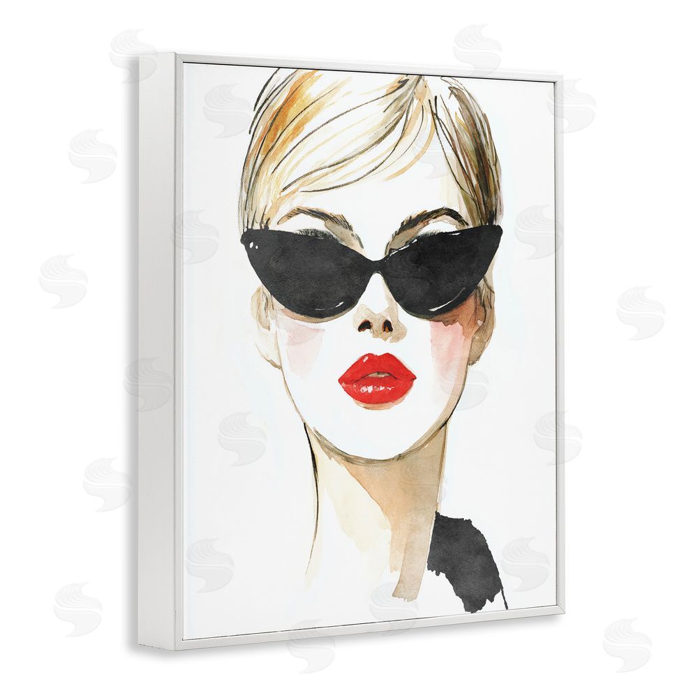 Svetlana Aleynikova Chic Portrait with Crimson Lips White Framed Giclee Wall Art Print