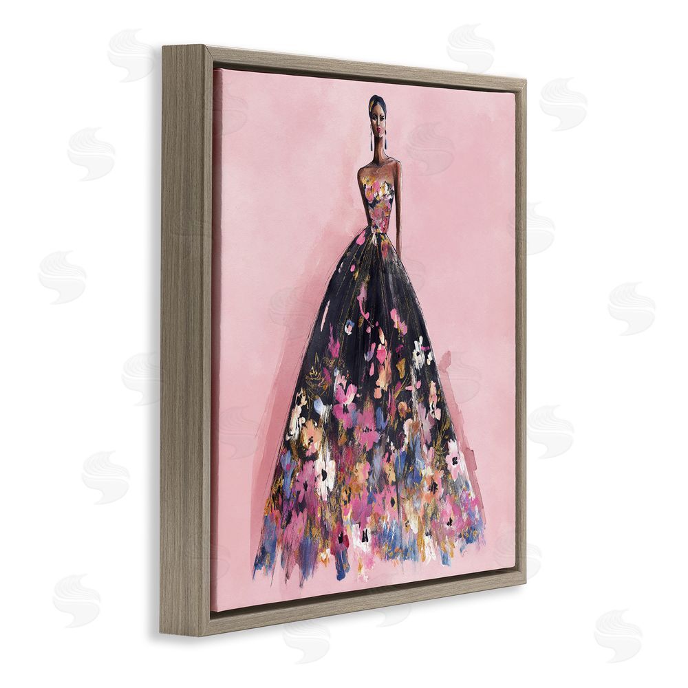 Svetlana Aleynikova Floral Reverie Gown Brown Floating Frame Canvas Wall Art Print