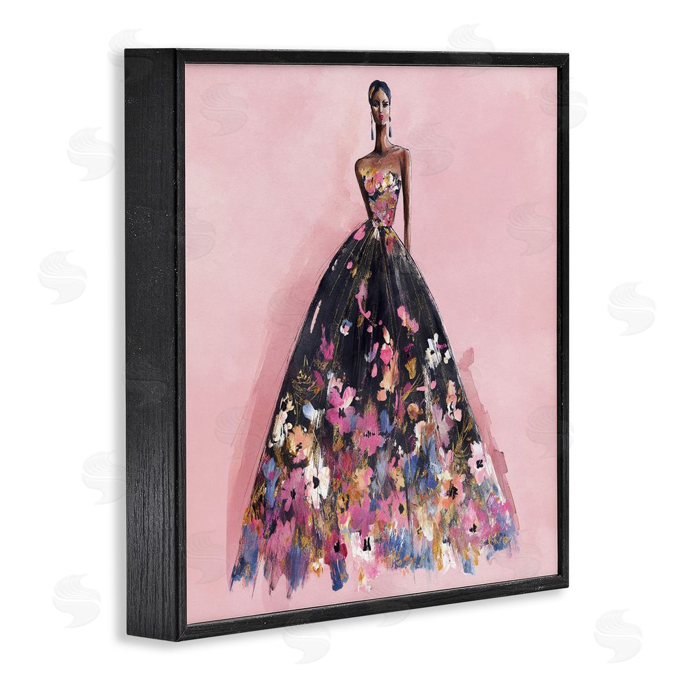 Svetlana Aleynikova Floral Reverie Gown Black Framed Giclee Wall Art Print
