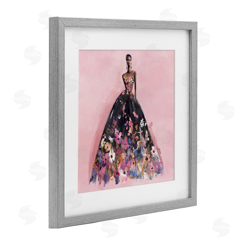Svetlana Aleynikova Floral Reverie Gown Gray Framed Print Under Glass Wall Art