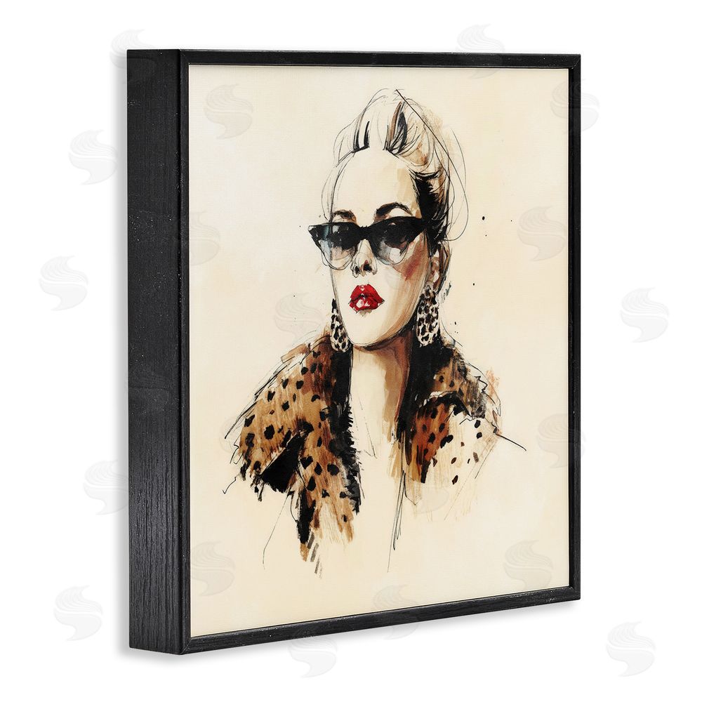 Svetlana Aleynikova Glam Leopard Sonata Portrait Black Framed Giclee Wall Art Print