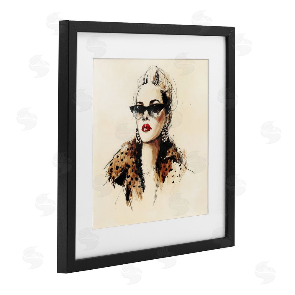 Svetlana Aleynikova Glam Leopard Sonata Portrait Black Framed Print Under Glass Wall Art