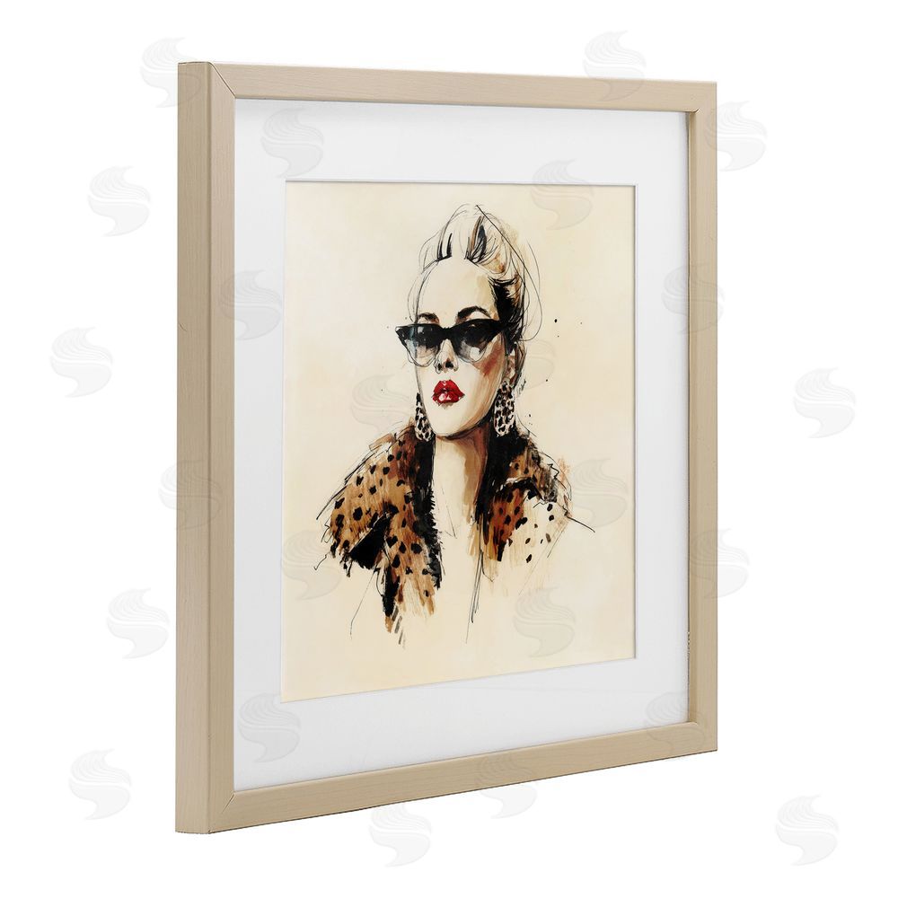 Svetlana Aleynikova Glam Leopard Sonata Portrait Brown Framed Print Under Glass Wall Art