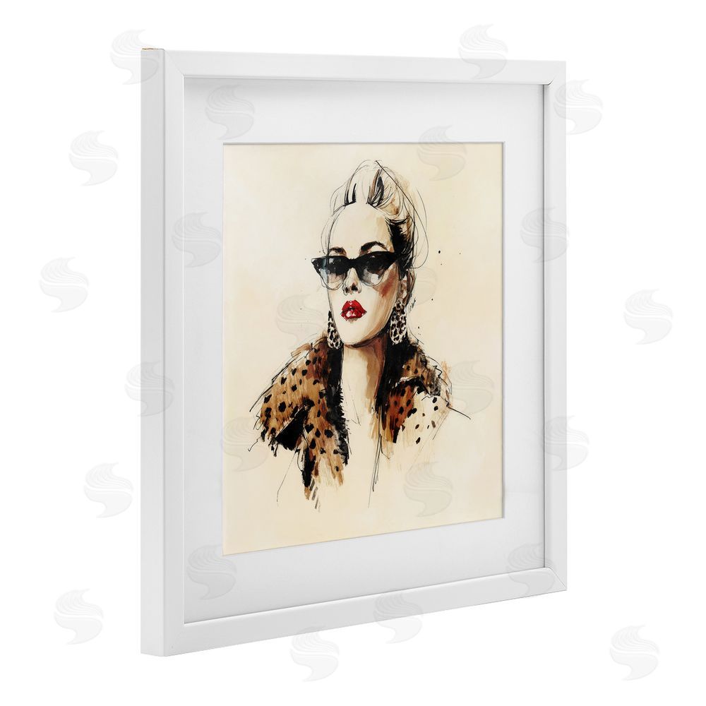 Svetlana Aleynikova Glam Leopard Sonata Portrait White Framed Print Under Glass Wall Art
