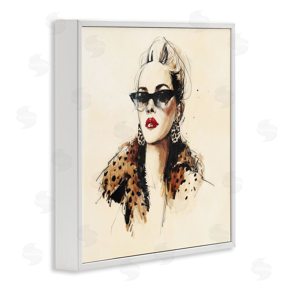 Svetlana Aleynikova Glam Leopard Sonata Portrait White Framed Giclee Wall Art Print