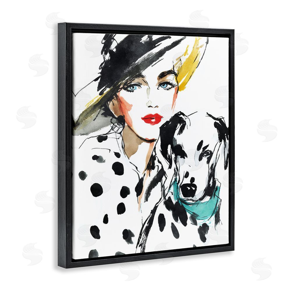 Svetlana Aleynikova Trendy Dalmatian Muse Black Floating Frame Canvas Wall Art Print