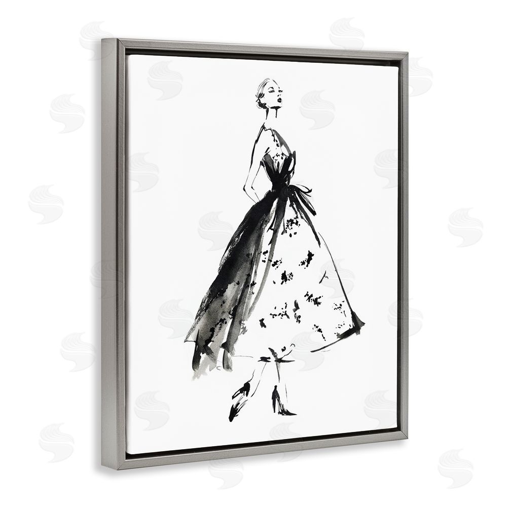 Svetlana Aleynikova Ethereal Couture Contour Gray Floating Frame Canvas Wall Art Print