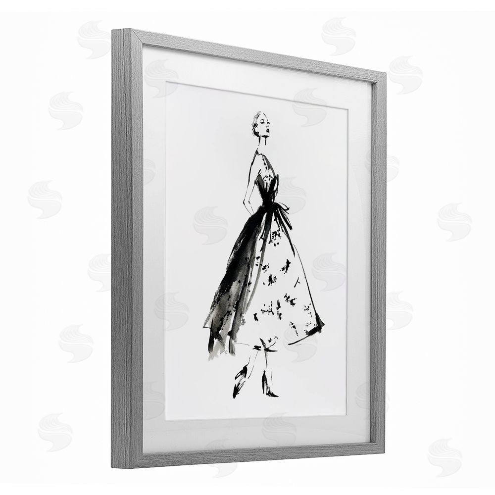 Svetlana Aleynikova Ethereal Couture Contour Gray Framed Print Under Glass Wall Art