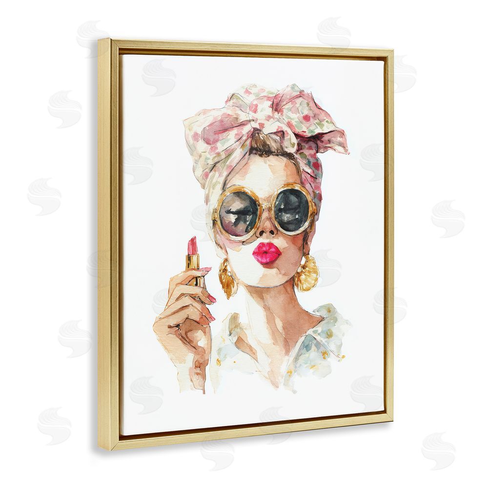 Svetlana Aleynikova Feminine Lipstick Spell Gold Floating Frame Canvas Wall Art Print