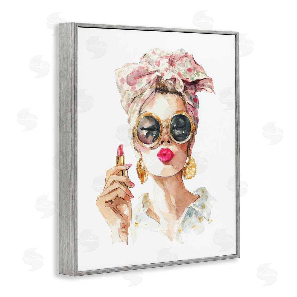 Svetlana Aleynikova Feminine Lipstick Spell Gray Framed Giclee Wall Art Print