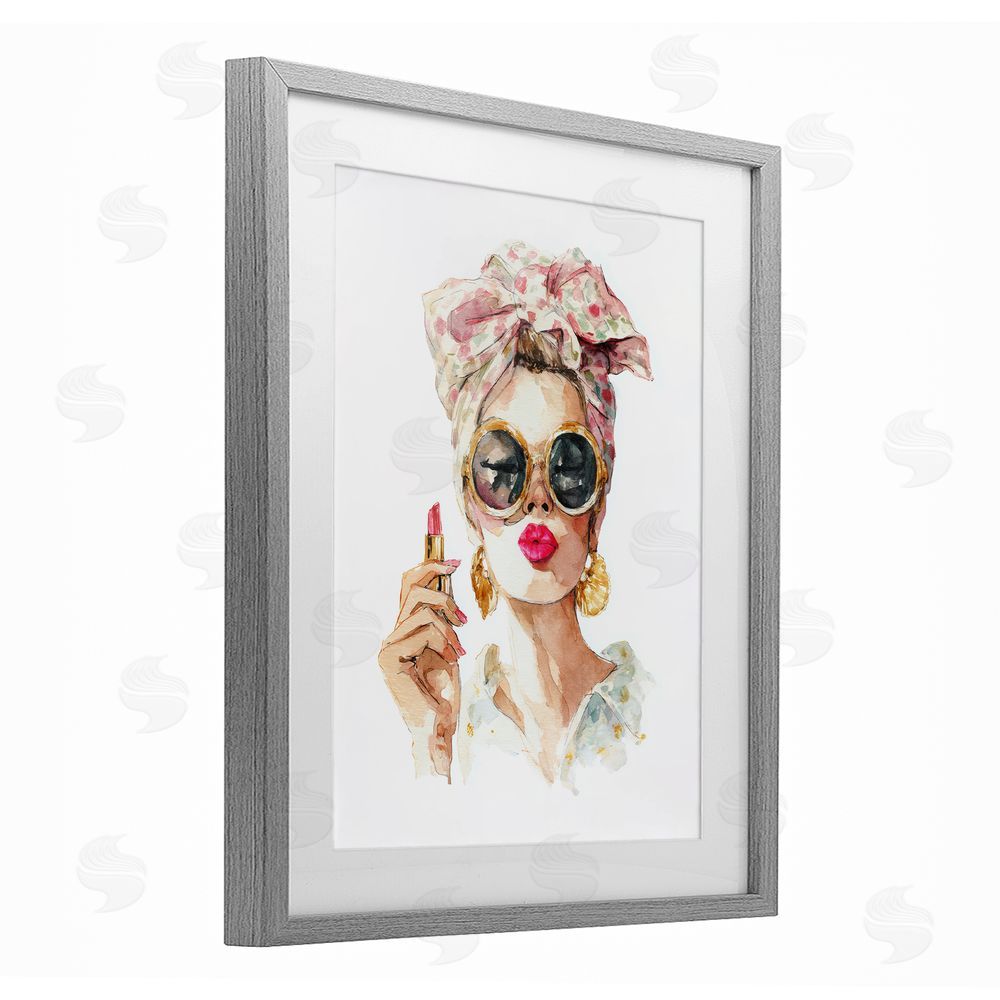 Svetlana Aleynikova Feminine Lipstick Spell Gray Framed Print Under Glass Wall Art