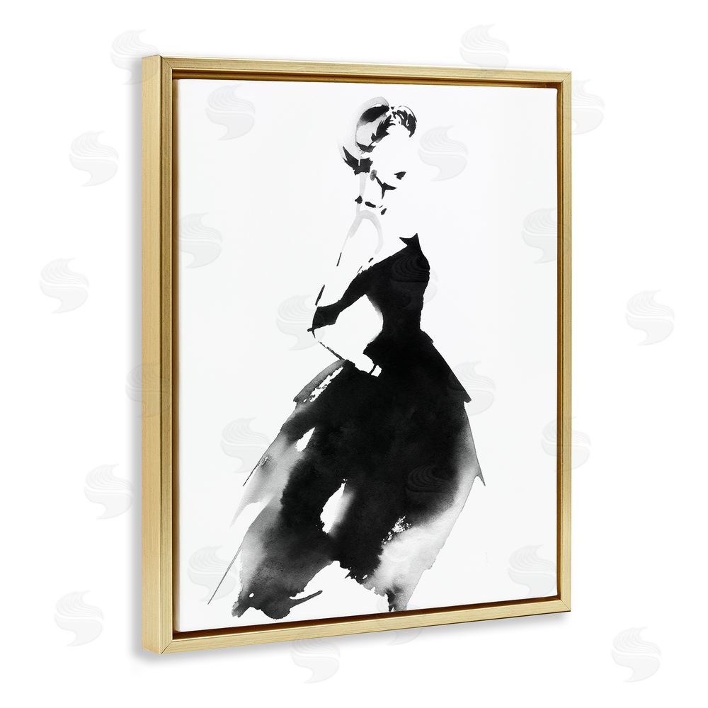 Svetlana Aleynikova Shadow Waltz Silhouette Gold Floating Frame Canvas Wall Art Print