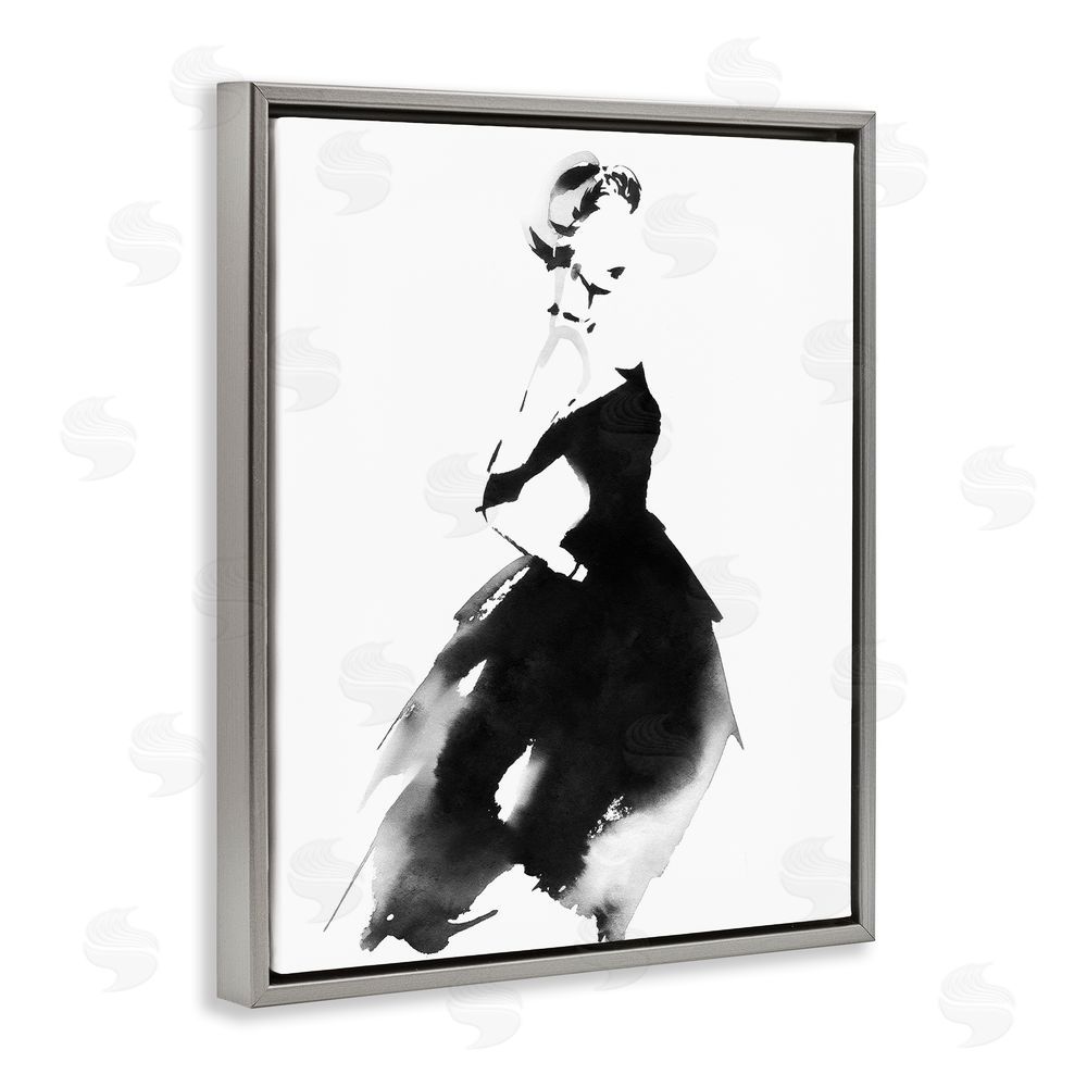 Svetlana Aleynikova Shadow Waltz Silhouette Gray Floating Frame Canvas Wall Art Print