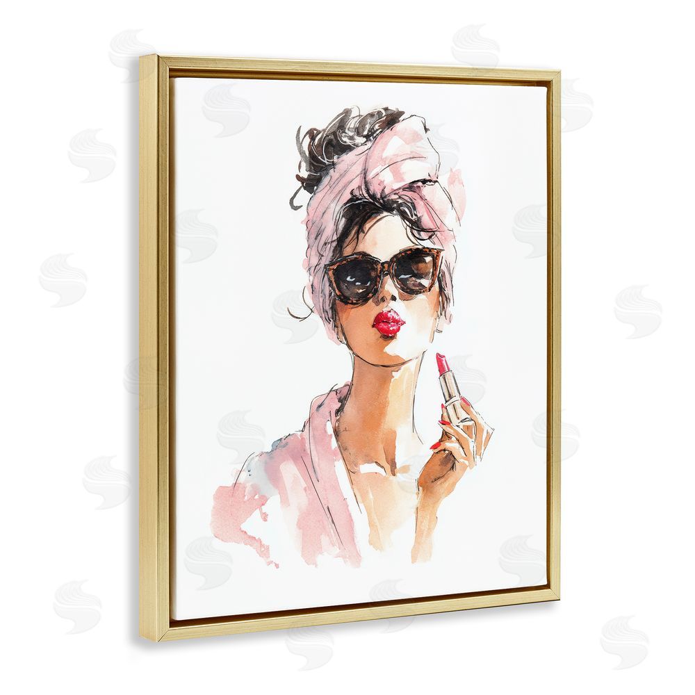 Svetlana Aleynikova Velour Secrets Lipstick Gold Floating Frame Canvas Wall Art Print