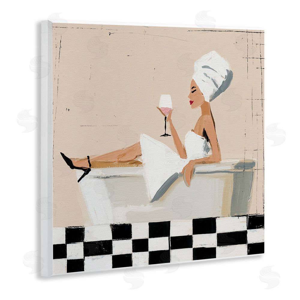 Svetlana Aleynikova Champagne Pause At Bath Time Wooden Wall Plaque Art Print