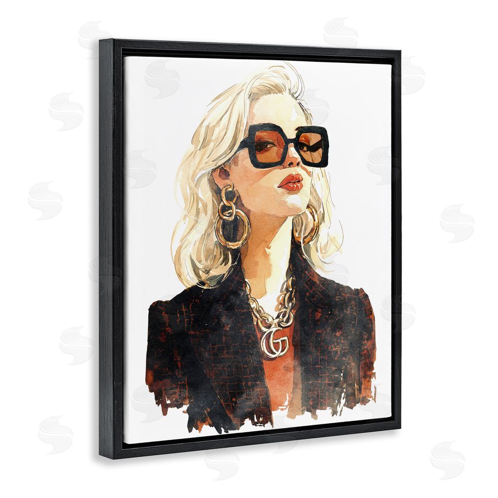 Svetlana Aleynikova Luxurious Gilded Gaze Black Floating Frame Canvas Wall Art Print