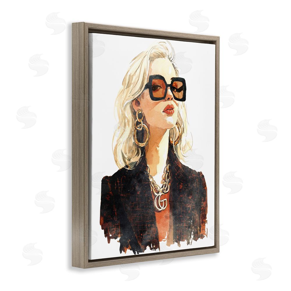 Svetlana Aleynikova Luxurious Gilded Gaze Brown Floating Frame Canvas Wall Art Print