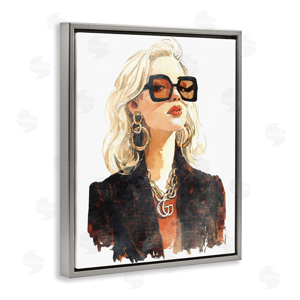 Svetlana Aleynikova Luxurious Gilded Gaze Gray Floating Frame Canvas Wall Art Print