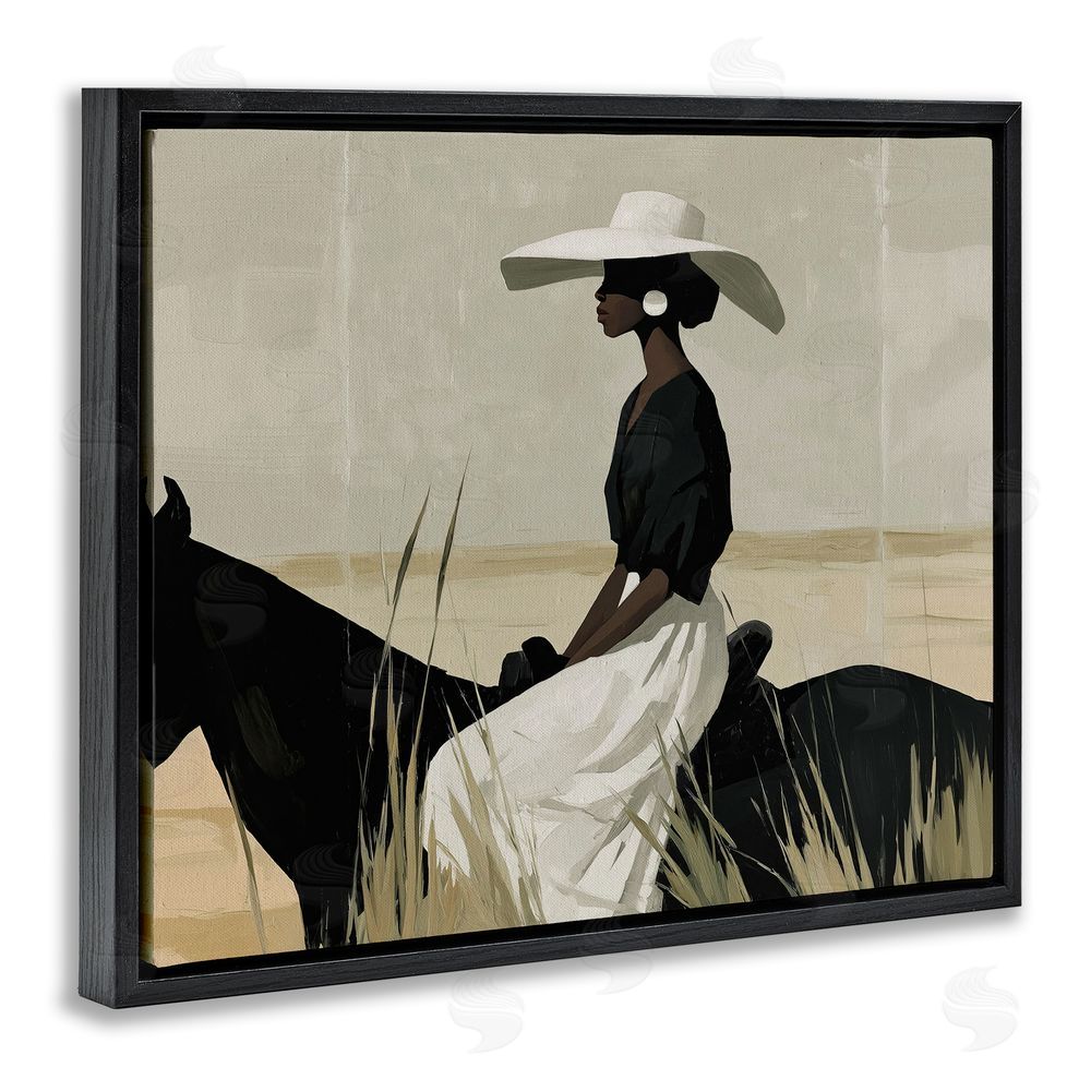 Svetlana Aleynikova Equestrian Elegance Silhouette Black Floating Frame Canvas Wall Art Print