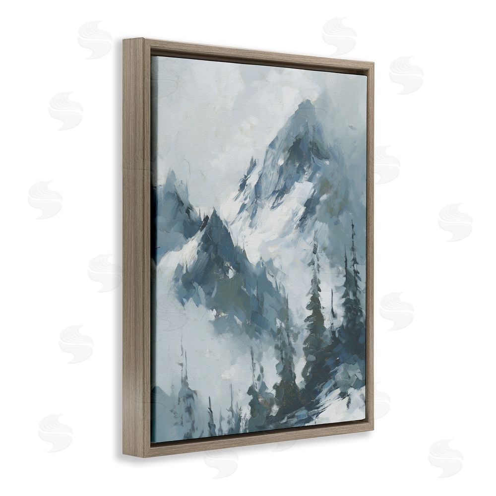 Svetlana Aleynikova Frozen Majesty Mountains Brown Floating Frame Canvas Wall Art Print