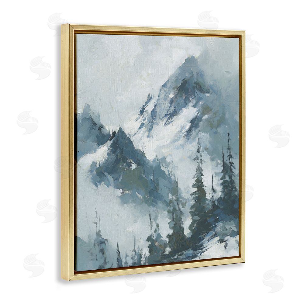 Svetlana Aleynikova Frozen Majesty Mountains Gold Floating Frame Canvas Wall Art Print