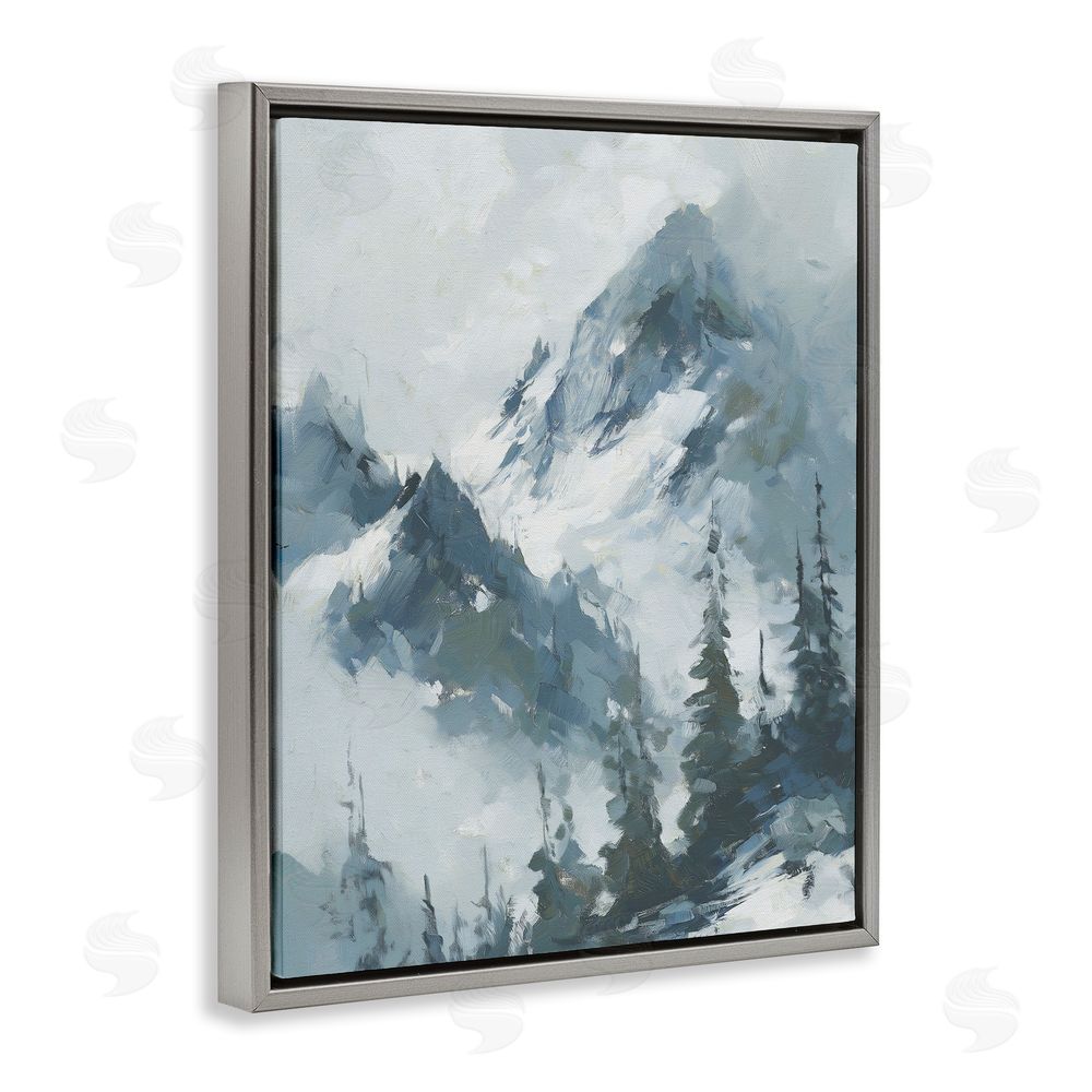 Svetlana Aleynikova Frozen Majesty Mountains Gray Floating Frame Canvas Wall Art Print