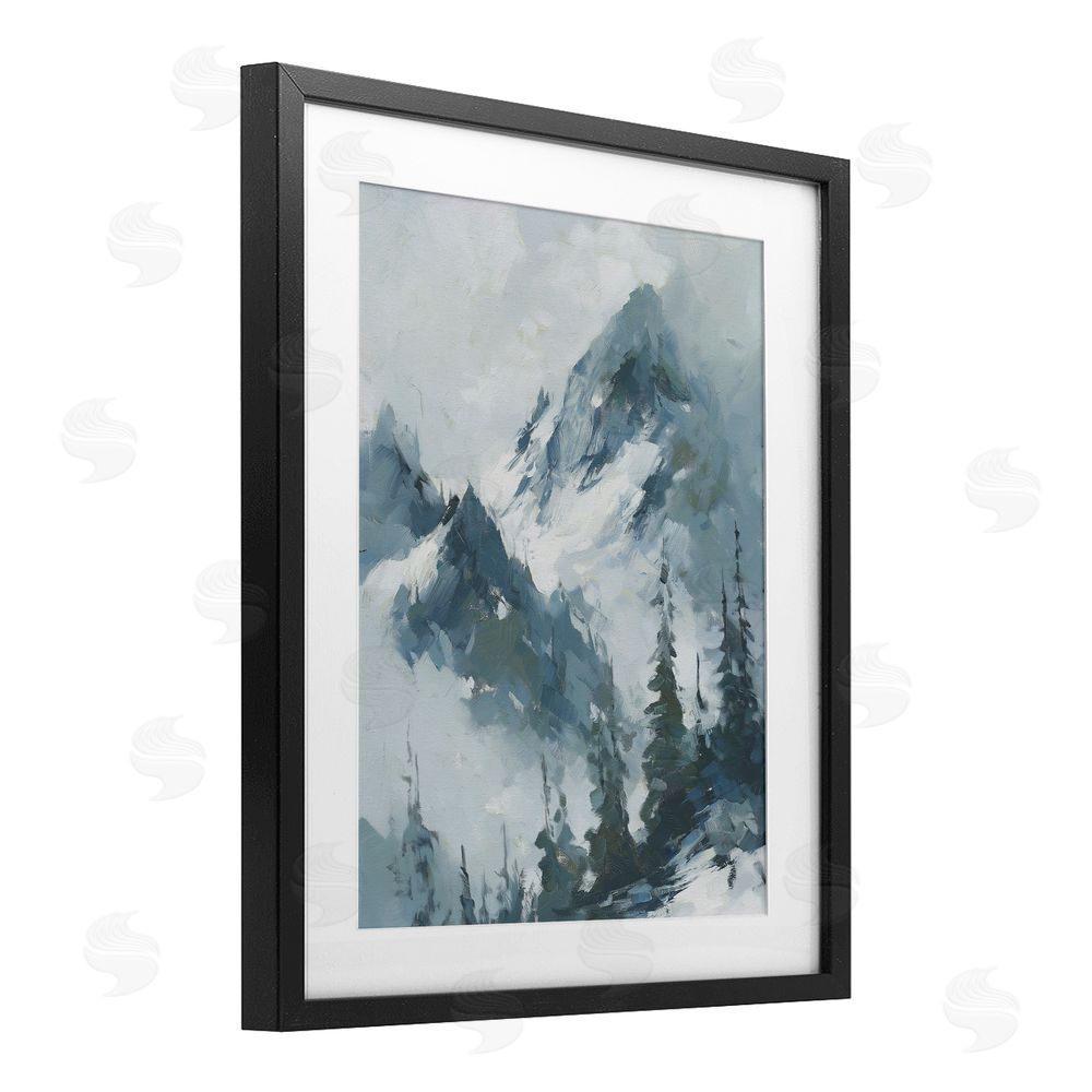 Svetlana Aleynikova Frozen Majesty Mountains Black Framed Print Under Glass Wall Art