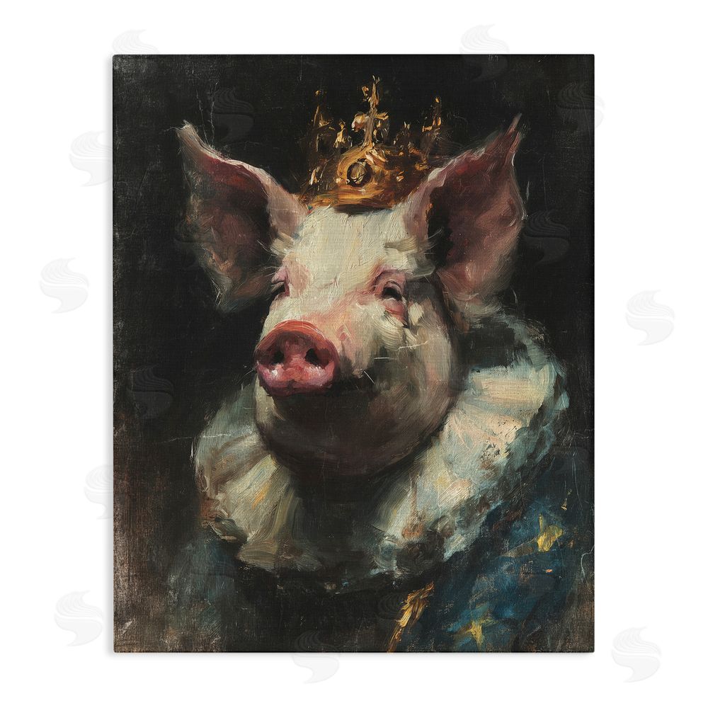 Svetlana Aleynikova Crowned Imperial Pig Stretched Canvas Wall Art Print