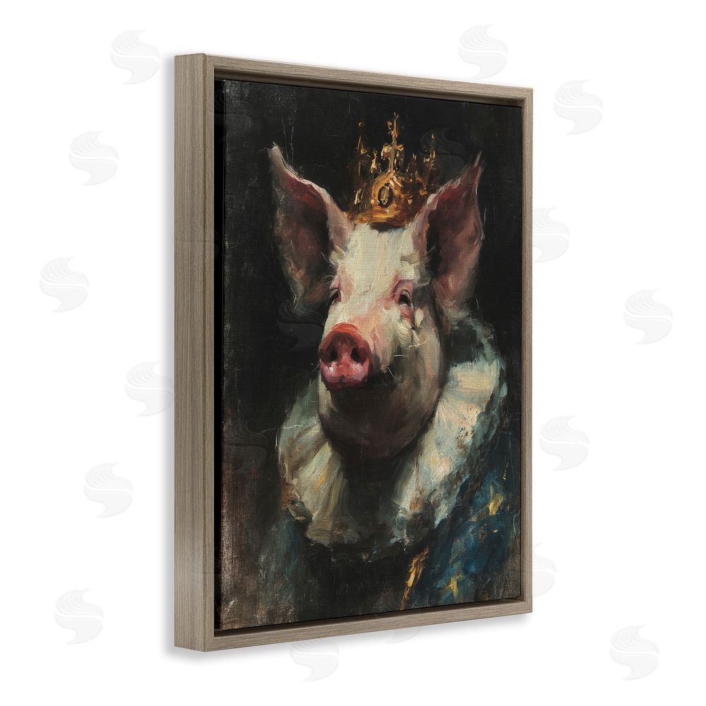 Svetlana Aleynikova Crowned Imperial Pig Brown Floating Frame Canvas Wall Art Print