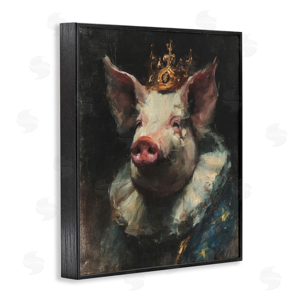 Svetlana Aleynikova Crowned Imperial Pig Black Framed Giclee Wall Art Print