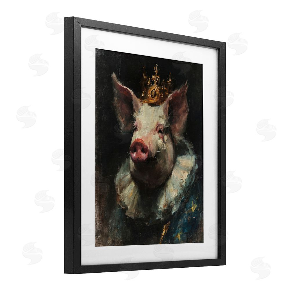 Svetlana Aleynikova Crowned Imperial Pig Black Framed Print Under Glass Wall Art