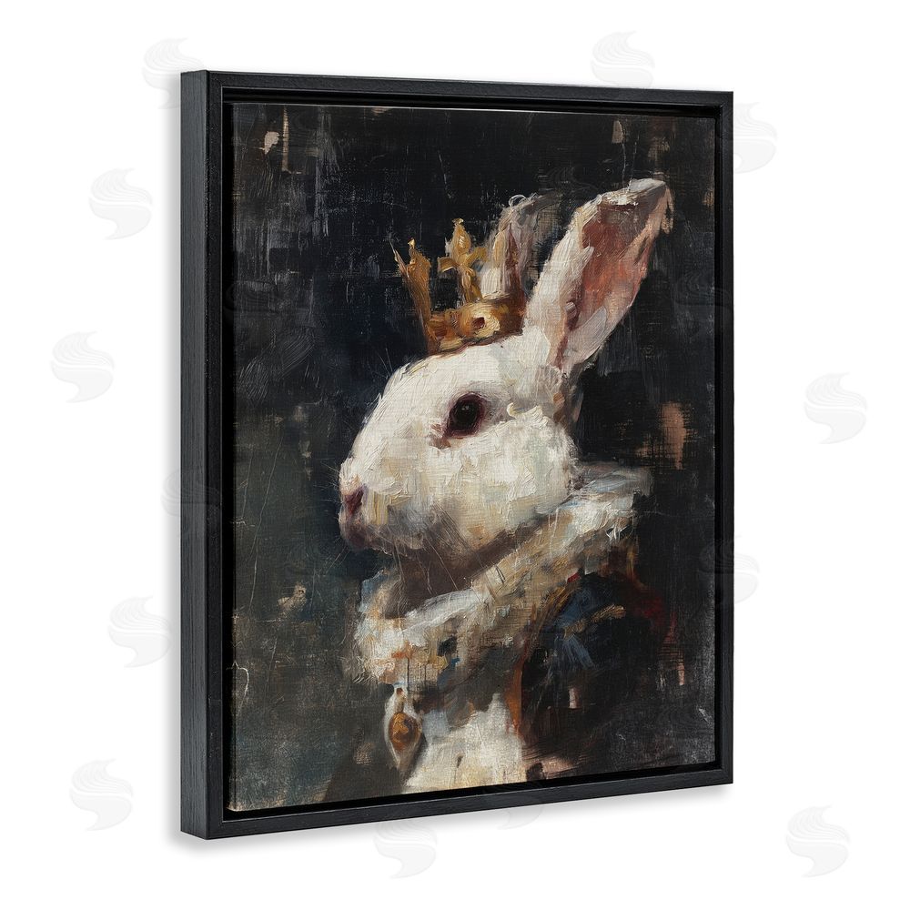 Svetlana Aleynikova Regal Monarch Rabbit Black Floating Frame Canvas Wall Art Print