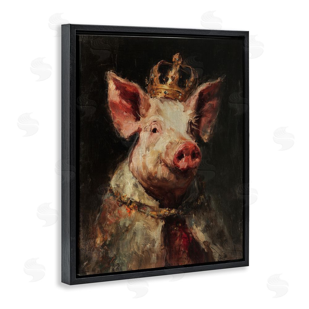 Svetlana Aleynikova Royal Swine Portrait Black Floating Frame Canvas Wall Art Print