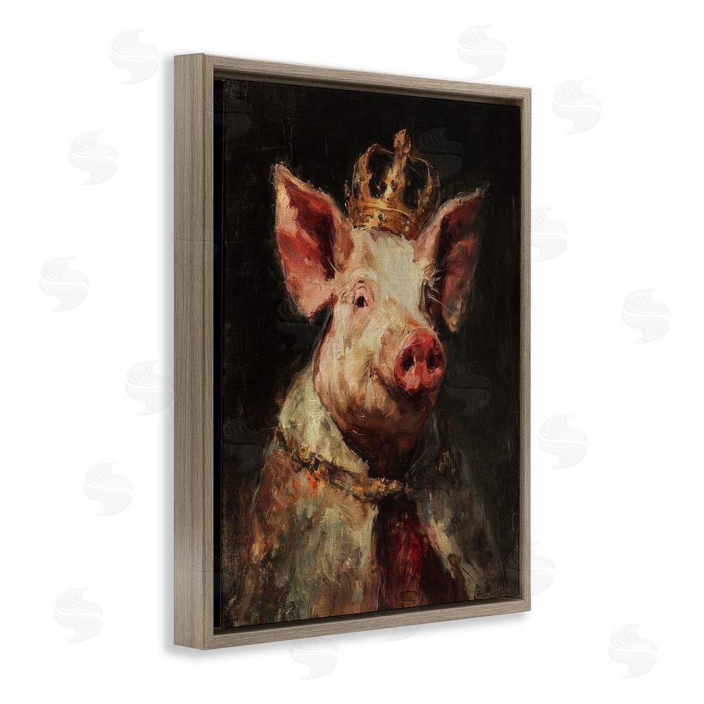 Svetlana Aleynikova Royal Swine Portrait Brown Floating Frame Canvas Wall Art Print