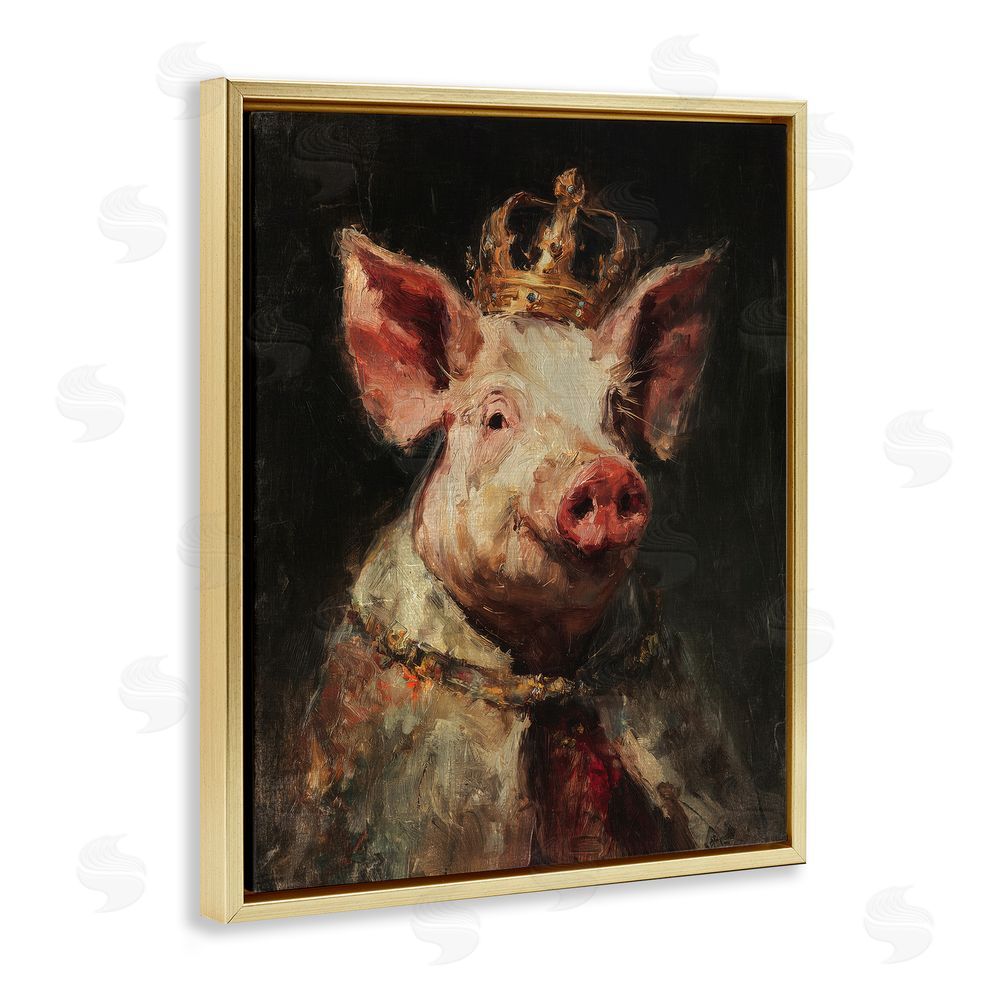 Svetlana Aleynikova Royal Swine Portrait Gold Floating Frame Canvas Wall Art Print
