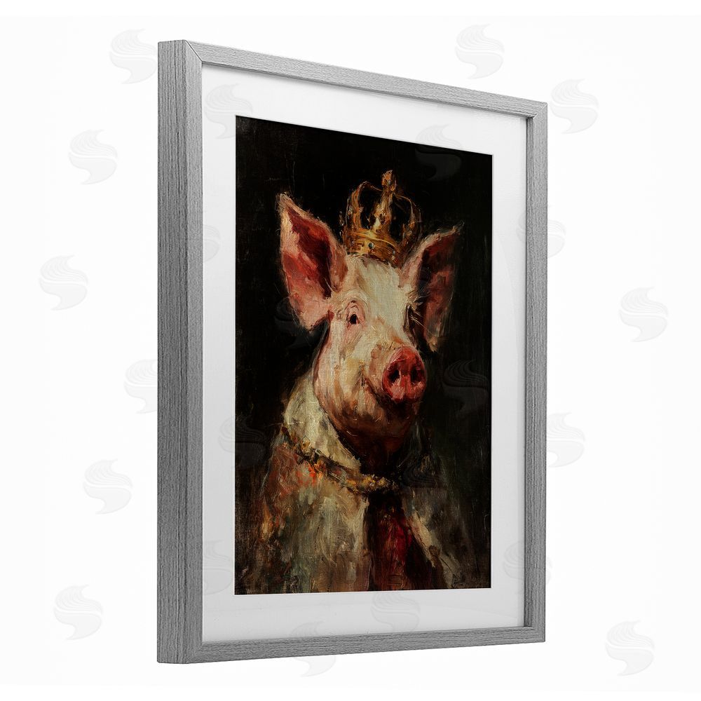 Svetlana Aleynikova Royal Swine Portrait Gray Framed Print Under Glass Wall Art